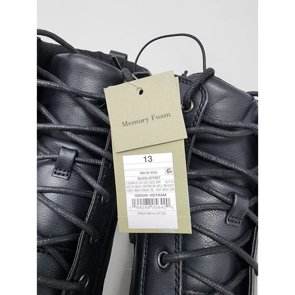 Goodfellow & Co Mens Black Lace Up Memory Foam Boots‎ Size 13 Ankle Lug Sole New